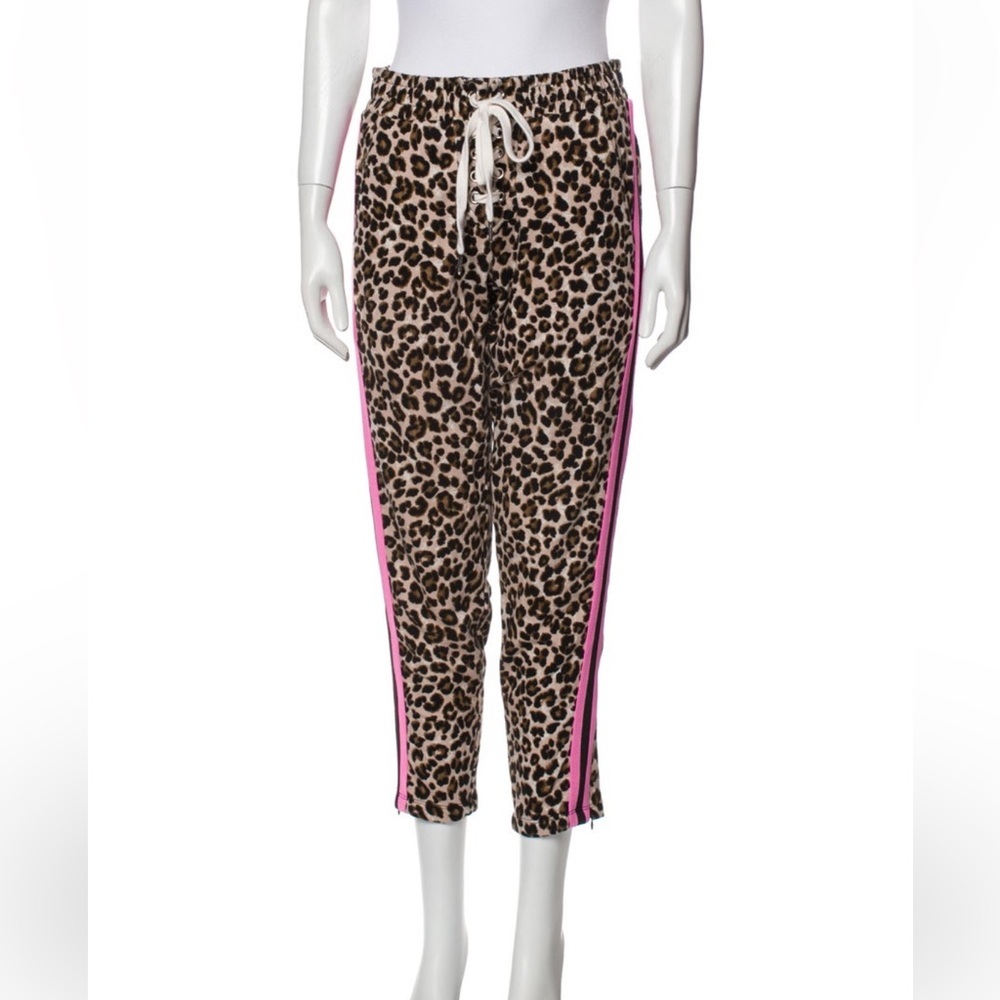 Veronica Beard Leopard Print Joggers with Pink Stripes